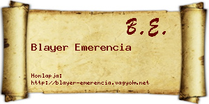 Blayer Emerencia névjegykártya